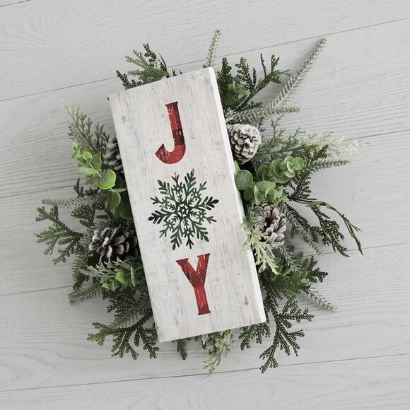 Joy With Snowflake- Solid Wood Wall Sign - Christmas Decoration - Picture 2 of 5